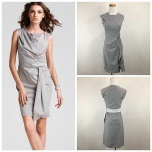 DVF DIANE VON FURSTENBERG Gray ALBA Sash Front Belted Gathered Shift Dress